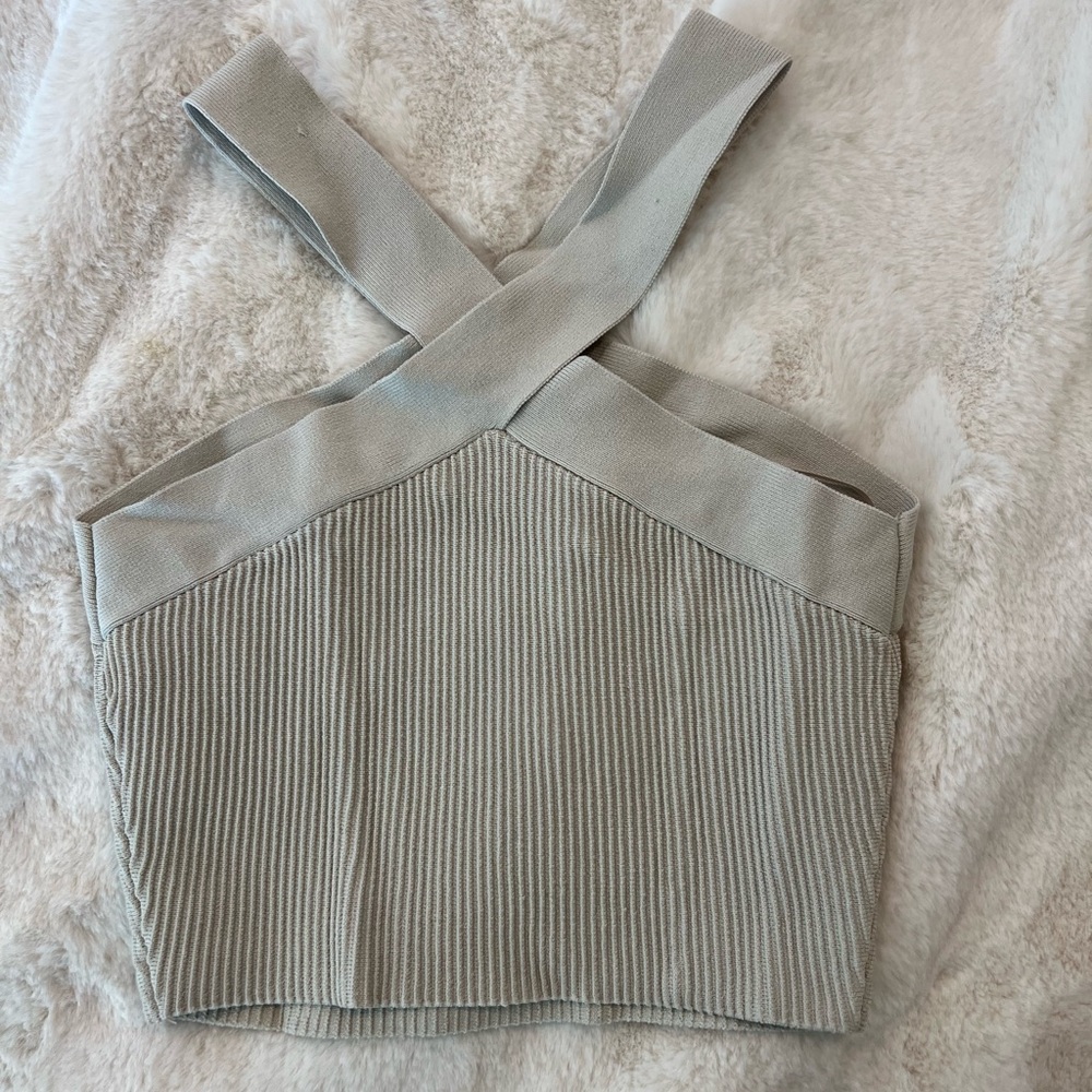 NWOT Babaton Cream Women's Cross-Back Top